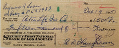 Football Coach Clark Shaughnessy signed check