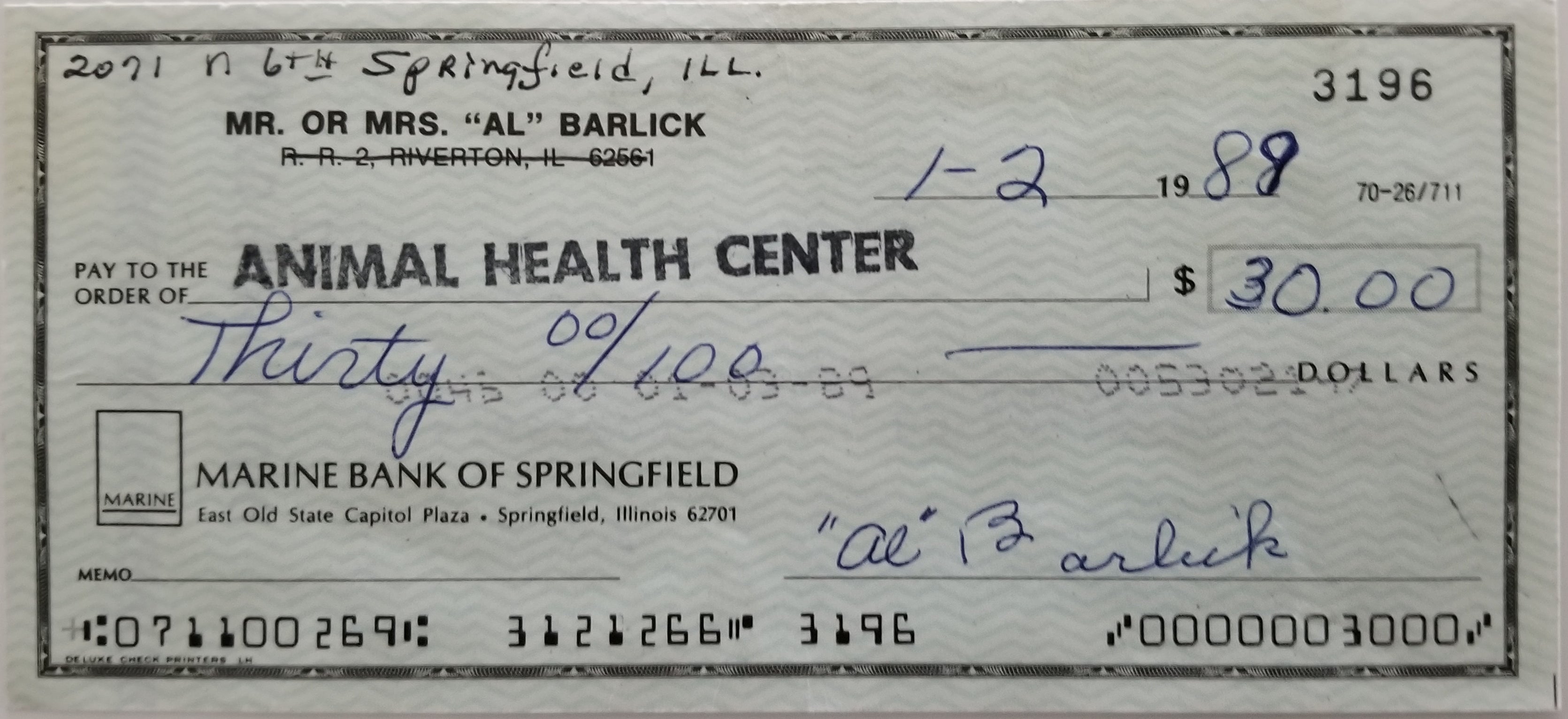 MLB Umpire Al Barlick signed check