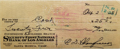 Football Coach Clark Shaughnessy double signed check