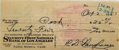 Football Coach Clark Shaughnessy double signed check