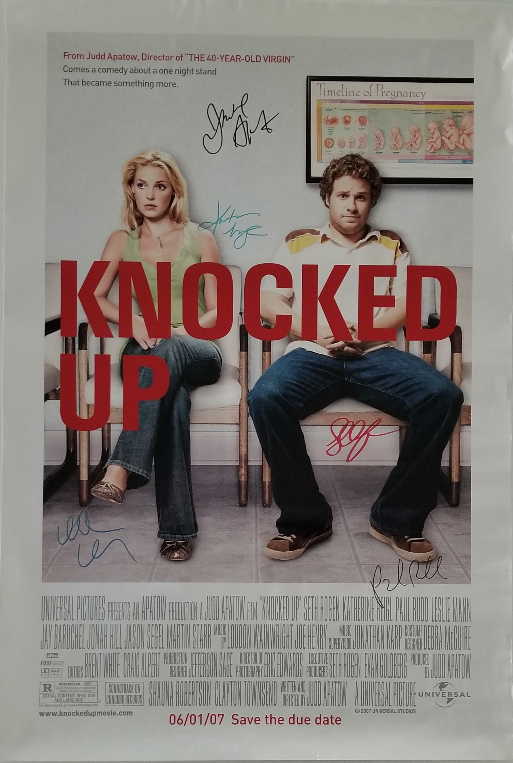 Knocked Up Katherine Heigl and Paul Rudd signed movie poster