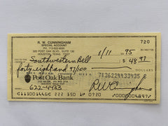 Walter Cunningham signed check