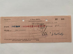 J. Paul Getty signed check
