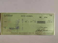 David Janssen signed check