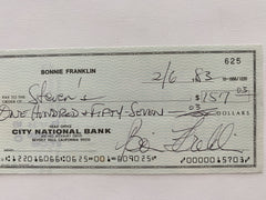 Bonnie Franklin signed check