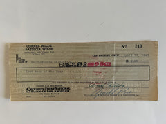 Cornel Wilde signed check