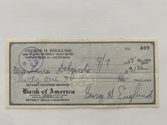 George Englund signed check