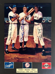 Duke Snider, Willie Mays and Mickey Mantle signed photo.