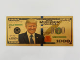 President Donald Trump gold plated $1,000 bill