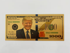 President Donald Trump gold plated $1,000 bill