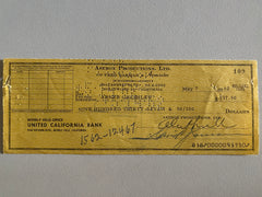 David Janssen signed check