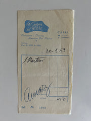 Desi Arnaz signed receipt