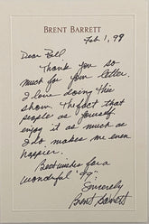 Kiss Me Kate Brent Barrett Signed Note