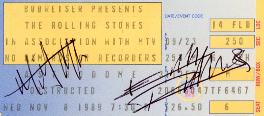 Rolling Stones signed concert tickets - Tickets