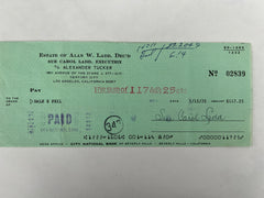 Sue Carol Ladd signed check