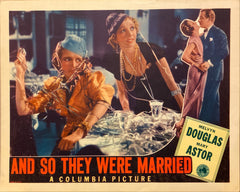 Melvyn Douglas and Mary Astor "And So They Were Married" original lobby card