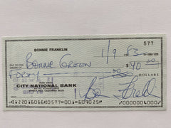 Bonnie Franklin signed check