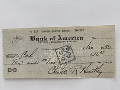 Chester Huntley signed check