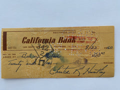 Chester Huntley signed check