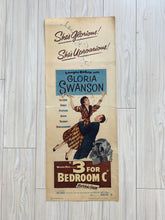 3 for Bedroom "C" original 1952 vintage insert movie poster