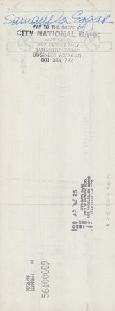 Samantha Eggar signed check
