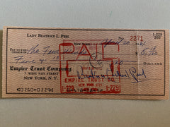 Beatrice Lillie, Lady Peel signed check