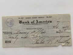 Chester Huntley signed check