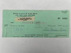 Sue Carol Ladd signed check