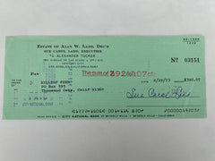 Sue Carol Ladd signed check