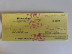 Zeppo Marx signed check