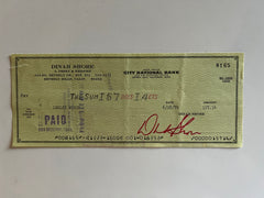Dinah Shore signed check