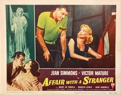 Jean Simmons and Victor Mature "Affair with a Stranger" Lobby Card
