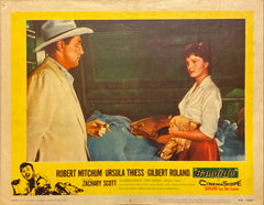 Robert Mitchum, Ursula Thiess, and Gilbert Roland "Bandido" original Lobby Card