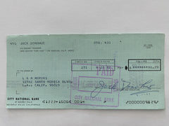 Jack Donohue signed check