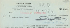 Glenn Ford signed check