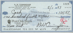 Astronaut Walter Cunningham signed check