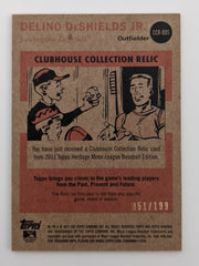 Delino DeShields Jr. Baseball Trading Card with Game Worn Jersey Swatch - Topps Clubhouse Collection # CCR-DDS 2011 No. 51 of 199