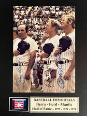 Yogi Berra, Mickey Mantle and Whitey Ford signed photo
