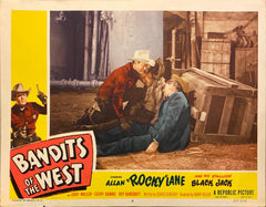 Allan Lane, Cathy Downs, and Eddy Waller "Bandits of the West" original Lobby Card