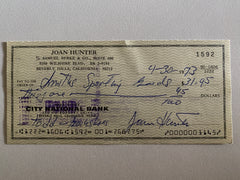 Joan Hunter signed check