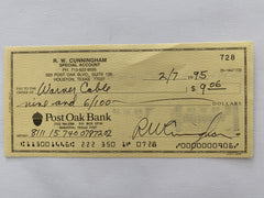 Walter Cunningham signed check