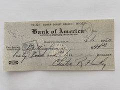 Chester Huntley signed check