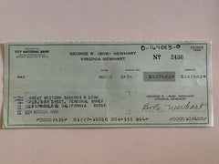 Bob Newhart signed check