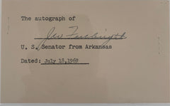 Senator J.W. Fulbright signed insert card