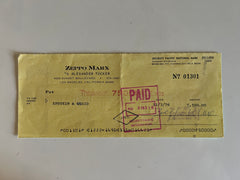 Zeppo Marx signed check
