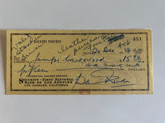 David Niven signed check