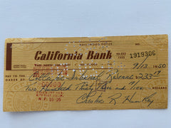 Chester Huntley signed check