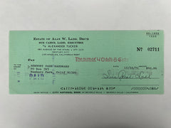 Sue Carol Ladd signed check