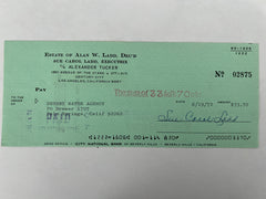 Sue Carol Ladd signed check