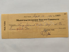 Rudy Vallee signed check